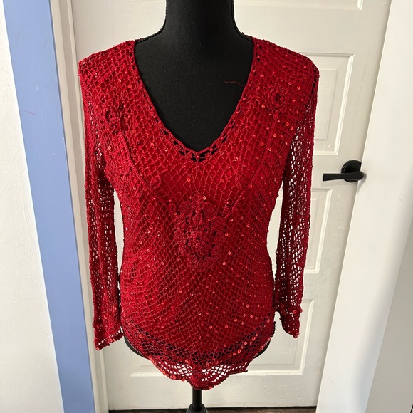 Temptations Tops - TEMPTATION | ruby red crochet top